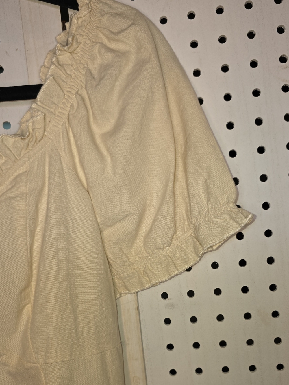 Vera Modo Cream Puff Sleeve Square Neck Mini Dress Linen Blend NWT XS - Picture 5 of 7